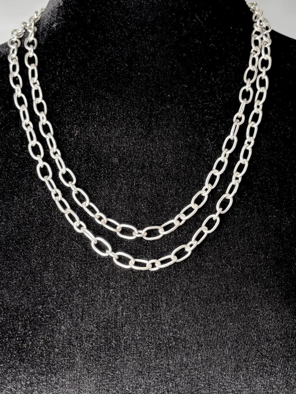 950 Sterling Silver Oval Link Chain Necklace 45.5" Long Peru Artisan Fine 64.6g